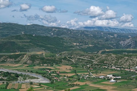 The valley of the Osum River on the western slope of the Tomorr Massif and the southern Albanian