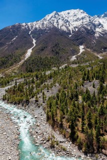 Himalayas and Baspa River. Sangla valley, Himachal Pradesh, India, Asia