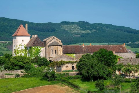 Le château des Moines, castle and chapel, chapel of the monks, chapel of a former Cluniac priory,