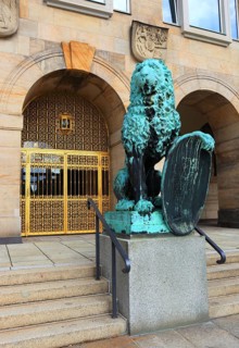 Golden Gate with the Two Lions by Georg Wrba, The New Town Hall in Dresden, Saxony, Germany, Europe