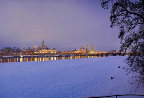 Dresden silhouette in winter