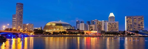 Panorama of Singapore cityscape skyline night view