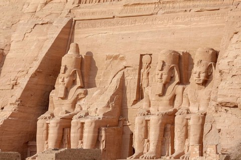 Statues Pharaoh Ramses II Rock Temple Abu Simbel, Egypt, Africa