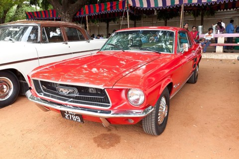 CHENNAI, INDIA, JULY 24:Ford Mustang (retro vintage car) on Heritage Car Rally 2011 of Madras