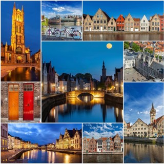 Mosaic collage storyboard of Belgium tourist views travel images