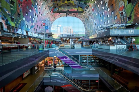 ROTTERDAM, THE NETHERLANDS, MAY 11, 2017: Interior view of the Market Hall (Markthaal) residential