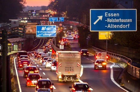 Motorway A40, Ruhrschnellweg, in Essen, route through the city centre, is affected by a possible