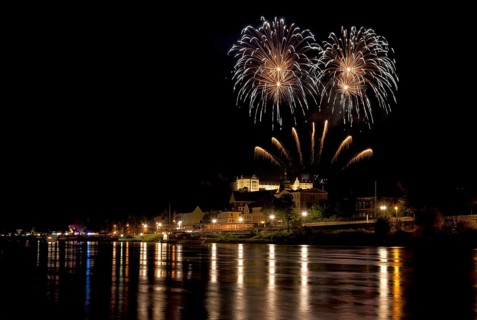 Pirna fireworks over the old town centre
