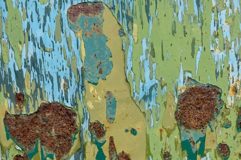 Iron plate with peeling paint and rust, background, texture, Italy, Europe