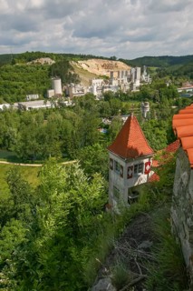 View from Klingenstein Castle, historical building, architecture, green landscape, clouds, castle