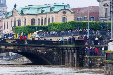 Flooding in Dresden on the Terrassenufer