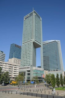 High-rise buildings in the business district, in the centre: Hotel Intercontinental, Emilii Plater,