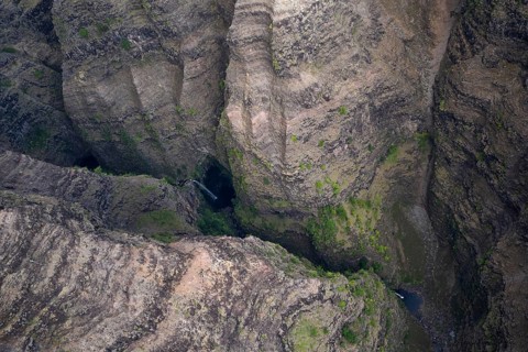 Aerial view Waimea Falls, Waimea Canyon, Waimea Canyon State Park, Kauai, Hawaii, USA, North