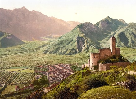 Borgo Valsugana with Telvano Castle and Cima Dodici, Tyrol, formerly Austro-Hungary, today Italy, c