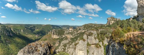 Landscape of a wild and preserved valley, canyon in the Cevennes national park. biosphere reserve