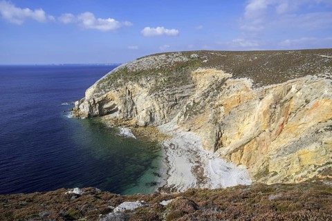 Geomorphosite at the Cap de la Chèvre on the Crozon peninsula, Finistère, Brittany, France, Europe