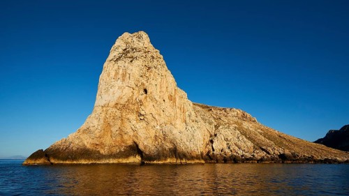 Evening light, Boat tour, View from the sea, Bizarre rock formations, Rugged mountains, Marettimo,