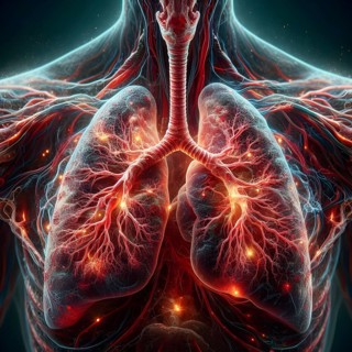 Air Pollution city and people suffers lung disease. Industrial pollution. Human lungs. AI generated