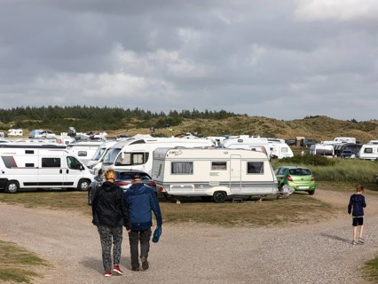 Motorhomes and caravans on a campsite, Vejers, Denmark, 16.07.2023, Europe