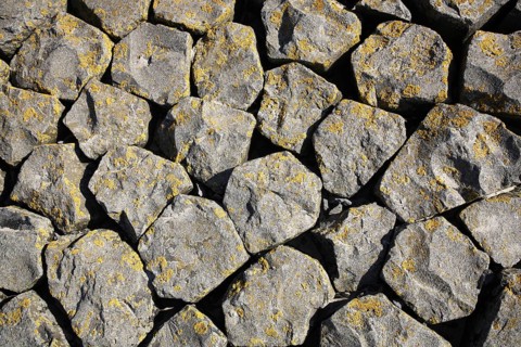Stones on dike at Hoofdplaat in Zealand, Zeeland, Zeeuws-Vlaanderen, the Netherlands