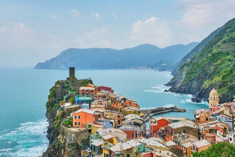 Vernazza village popular tourist destination in Cinque Terre National Park a UNESCO World Heritage