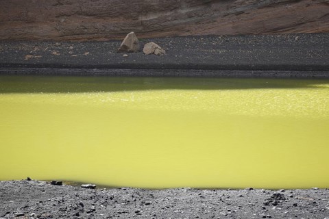 The green lagoon Charco de los Clicos at El Golfo, Lanzarote, Canary Islands, Spain, Europe