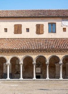 Cloister with tombs, church Chiesa di San Michele in Isola, cemetery island of San Michele, Venice,