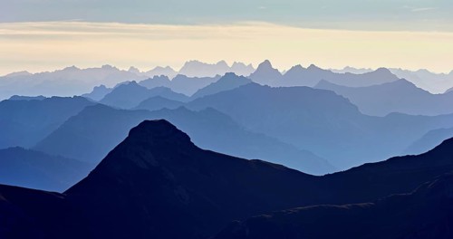 View of the Alps from Chäserrugg, Toggenburg, Canton of St. Gallen, Switzerland, Europe
