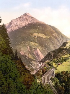 Die St. Gotthardbahn, Windgelle, Switzerland, ca. 1890, Historic, digitally restored reproduction