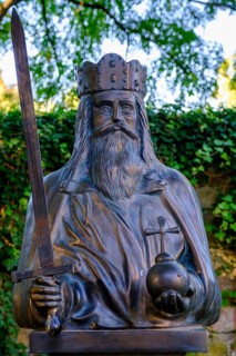 Charlemagne, monument at the monastery ruins, Hersfeld Monastery, Luther site, Bad Hersfeld, Hesse,