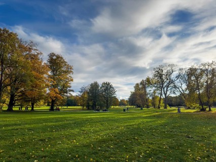 English Garden in autumn, dynamic cloud structure, Munich, Bavaria, Germany, Europe