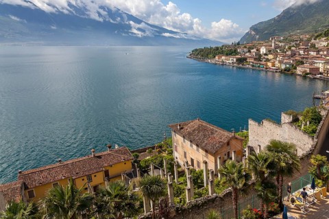 Limone sul Garda with the Limonaia del Castèl, Lake Garda, Lake Garda mountains, Limone sul Garda,