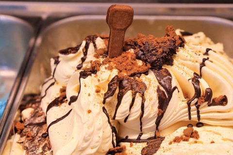 Italian ice cream in the ice cream parlour (Original italian ice cream)
