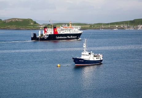 Caledonian MacBrayne ferry leaving Oban, Argyll and Bute, Scotland, UK