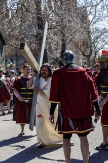 Detroit, Michigan, The Stations of the Cross are portrayed, in Spanish, on Good Friday at the