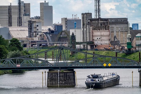 The Rhine harbour Krefeld, inland port, 4th largest public harbour in North Rhine-Westphalia,