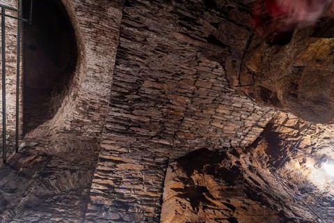 Wheel room of the Unverhofft Segen Gottes Erbstolln in Oberschöna, where there is a 13 metre high