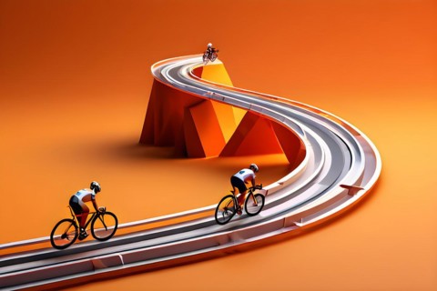 Series of vertical staggered lines suggesting the rhythm and speed of cyclists at olympic games, AI