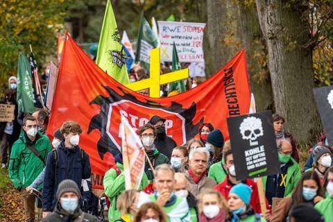 Protest action against the demolition of the village of Lützerath in the Rhenish lignite mining