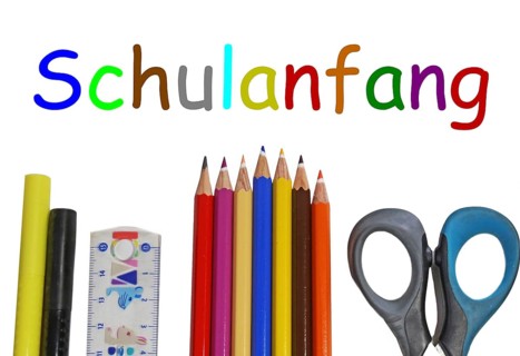 Symbolic image for the start of the new school year with German text