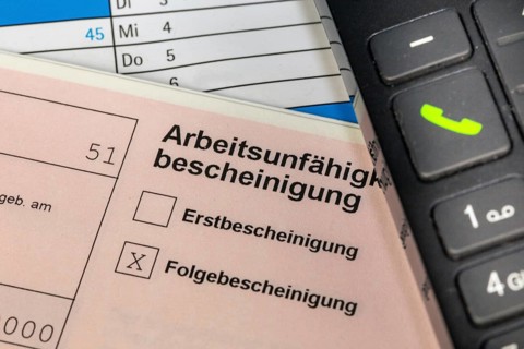 Close-up of a certificate of incapacity for work