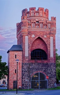 The historic Tangermünde Tor in front of the old town centre of Stendal in the Altmark region.