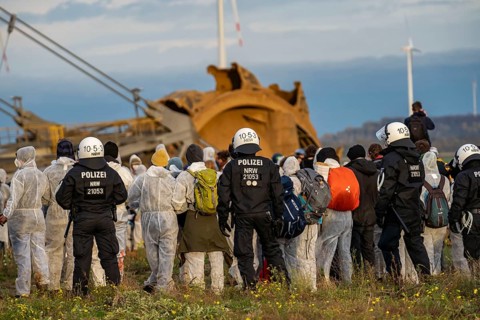 Protest action against the demolition of the village of Lützerath in the Rhenish lignite mining