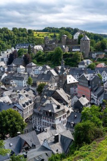 The town of Monschau, in the Eifel, on the river Rur, North Rhine-Westphalia, Germany, Europe