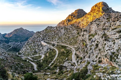 Serpentine road Ma-2141, winding road to Sa Calobra, in the north-west of Majorca, Balearic