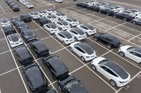 Tesla Y models produced in the Tesla Giga Factory, Grünheide, 28.01.2023