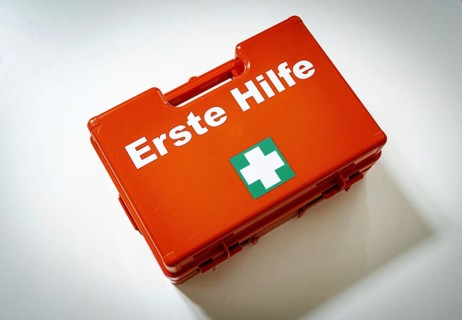 Occupational safety. A first aid kit in an office in Berlin, 09/08/2024