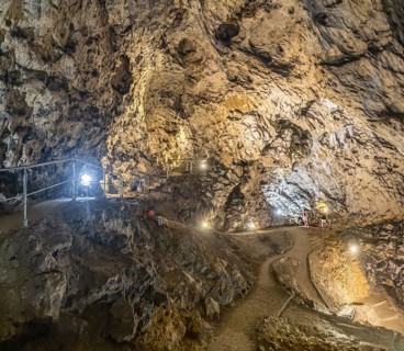 The Hohle Stein cave in the Swabian Alb. Ice age cave in the Achtal valley, site of important