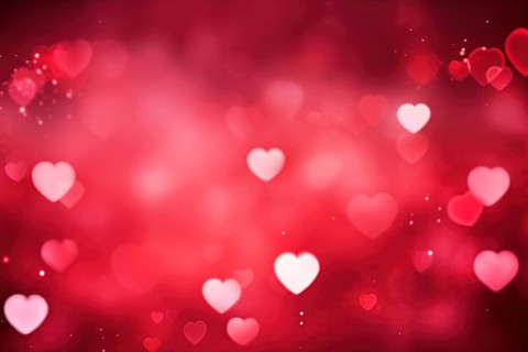 A romantic and dreamy background featuring heart-shaped bokeh lights, perfect for Valentine's Day