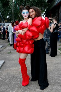 Klaudia Giez and Adriano Salvaggio at the opening of the Tim Burton exhibition in the Radsetzerei